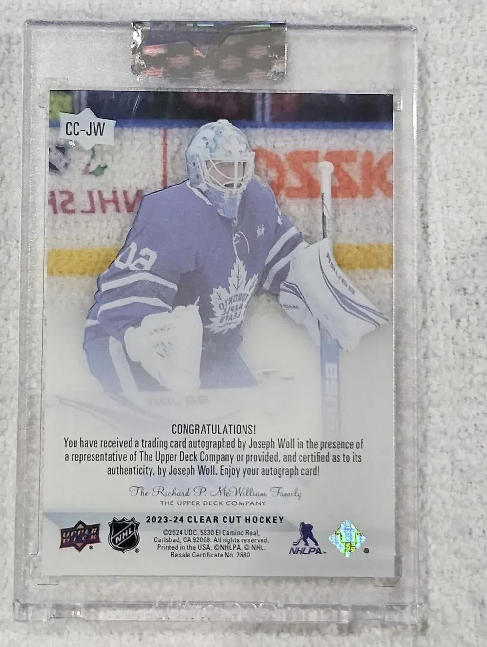 2023-24 Upper Deck Joseph Woll Autographed Toronto Maple Leafs Hockey Card